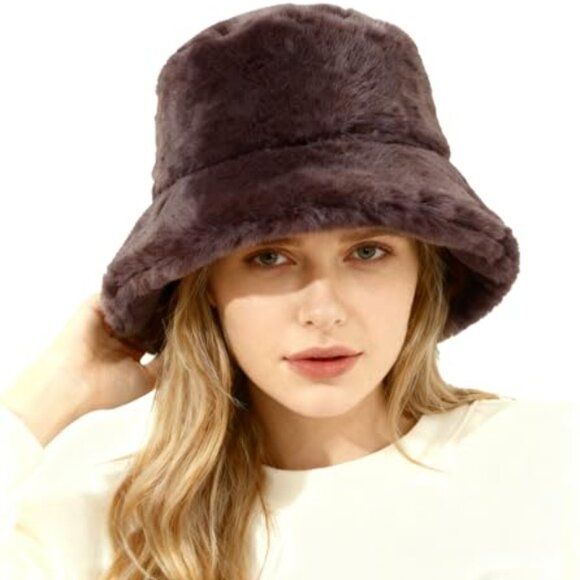 Faux Fur Bucket Hat Winter Warm Fluffy Satin Lining Unisex Classic Chic main image 8